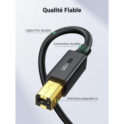 Jasoz-Câble d'imprimante USB B vers type A mâle, câble USB 3.0 pour PC,  imprimante