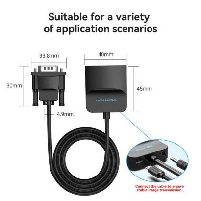 Adaptateur VENTION VGA male vers HDMI Femelle 0,15M (ACNBB)