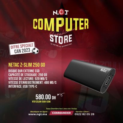 Promo CAN 2023 : DISQUE DUR EXTERNE SSD Z-SLIM NETAC 250 GO
