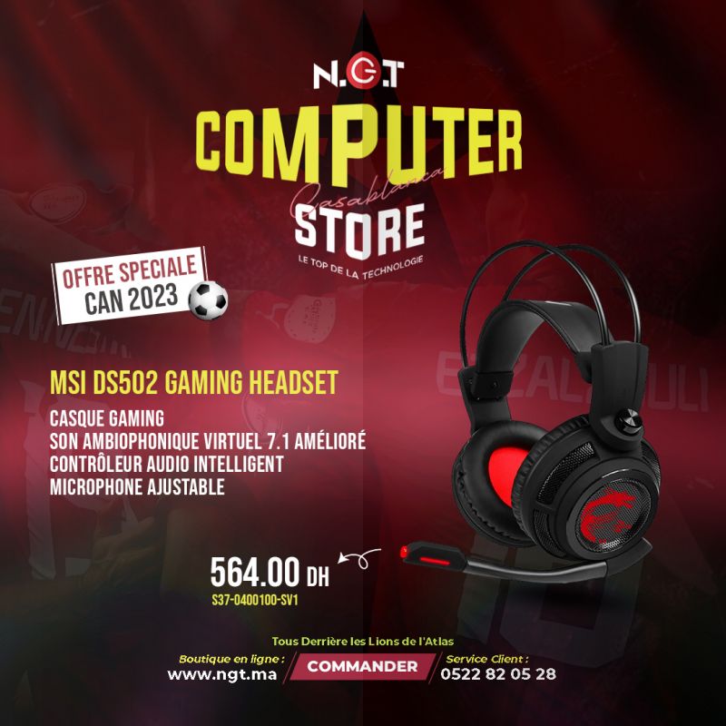 MSI Casque Gaming DS502 Headset (S37-0400100-SV1) au Maroc